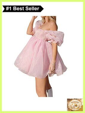 Off-Shoulder Ruffled Mesh Mini Dress Puff Sleeve A-Line Party Princess